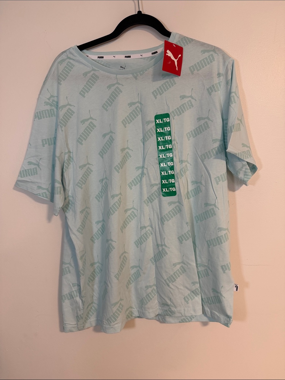 Puma Men’s Light Aqua All-Over Logo Tee